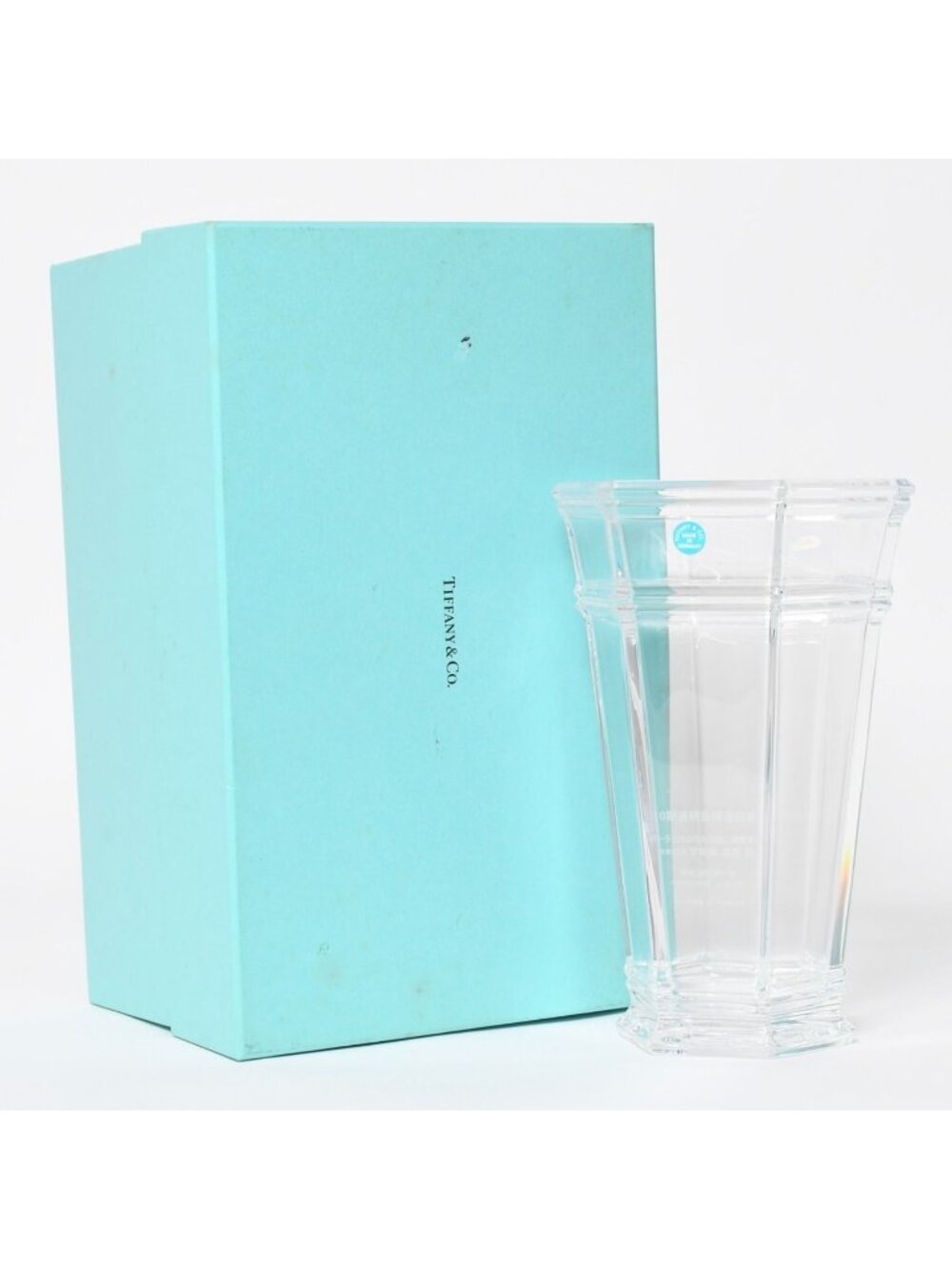 Tiffany & Co Flower Vase Glass Hexagon Clear Compan Name Sneaker